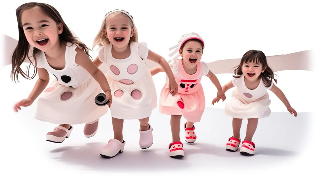 Kids wearing colorful clogs outdoors 5